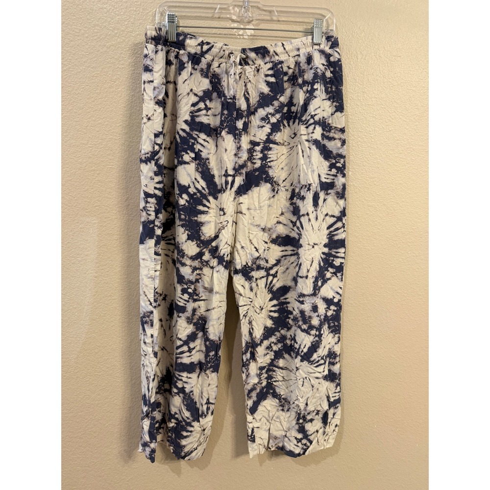 Wild Fable Navy Blue White Tie Dye Relaxed Pants XXL Boho Rayon Lounge